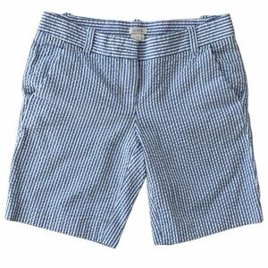 J. Crew Blue Seersucker Bermuda Shorts Pinstripe Coastal Preppy Size 2
